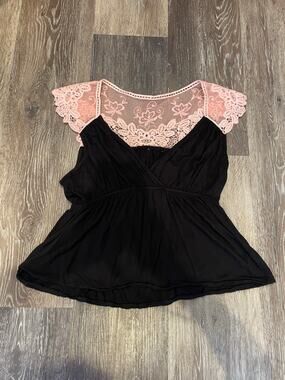 pink and black upcyled top